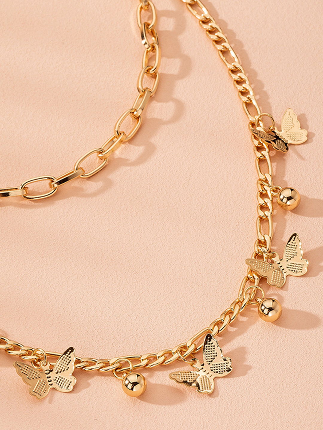 YouBella Jewellery Gold Plated Butterfly Style Layered Necklace for Girls and Women (Gold) (YBNK_50179)