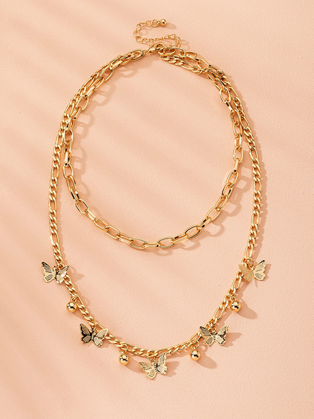 YouBella Jewellery Gold Plated Butterfly Style Layered Necklace for Girls and Women (Gold) (YBNK_50179)