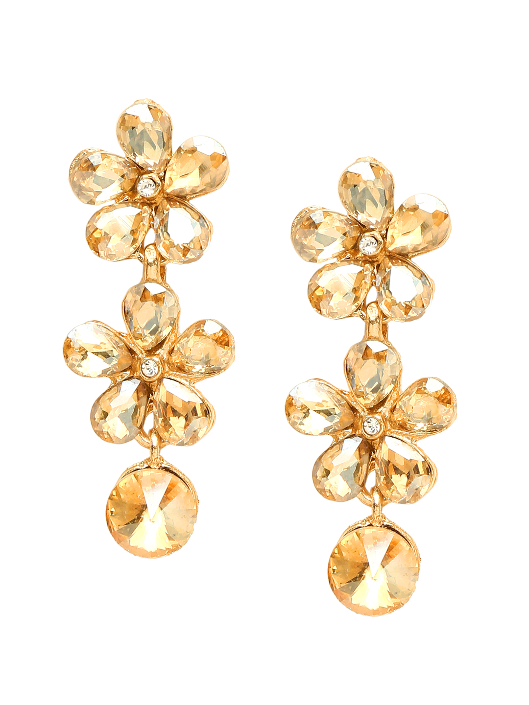 YouBella Gold-Plated Brown Floral Crystal Studded & Beaded Jewellery Set