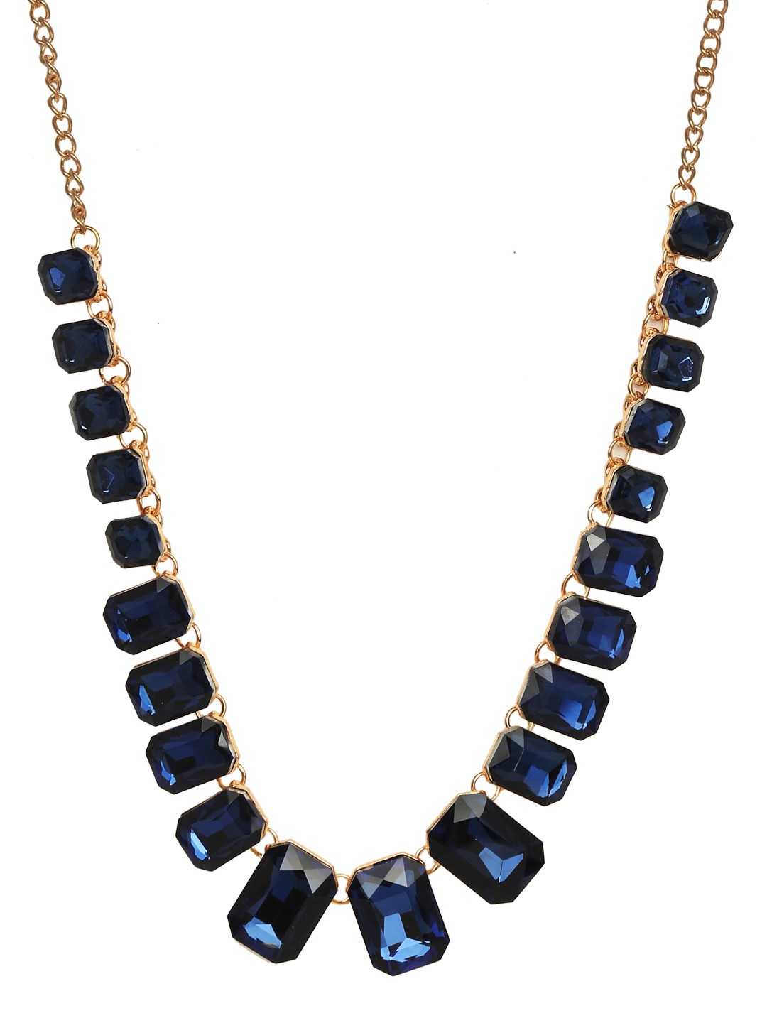 YouBella Gold-Plated & Navy Stone-Studded Jewellery Set