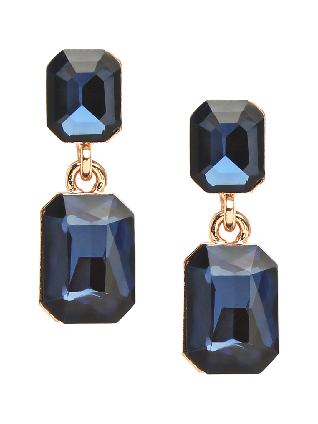 YouBella Gold-Plated & Navy Stone-Studded Jewellery Set