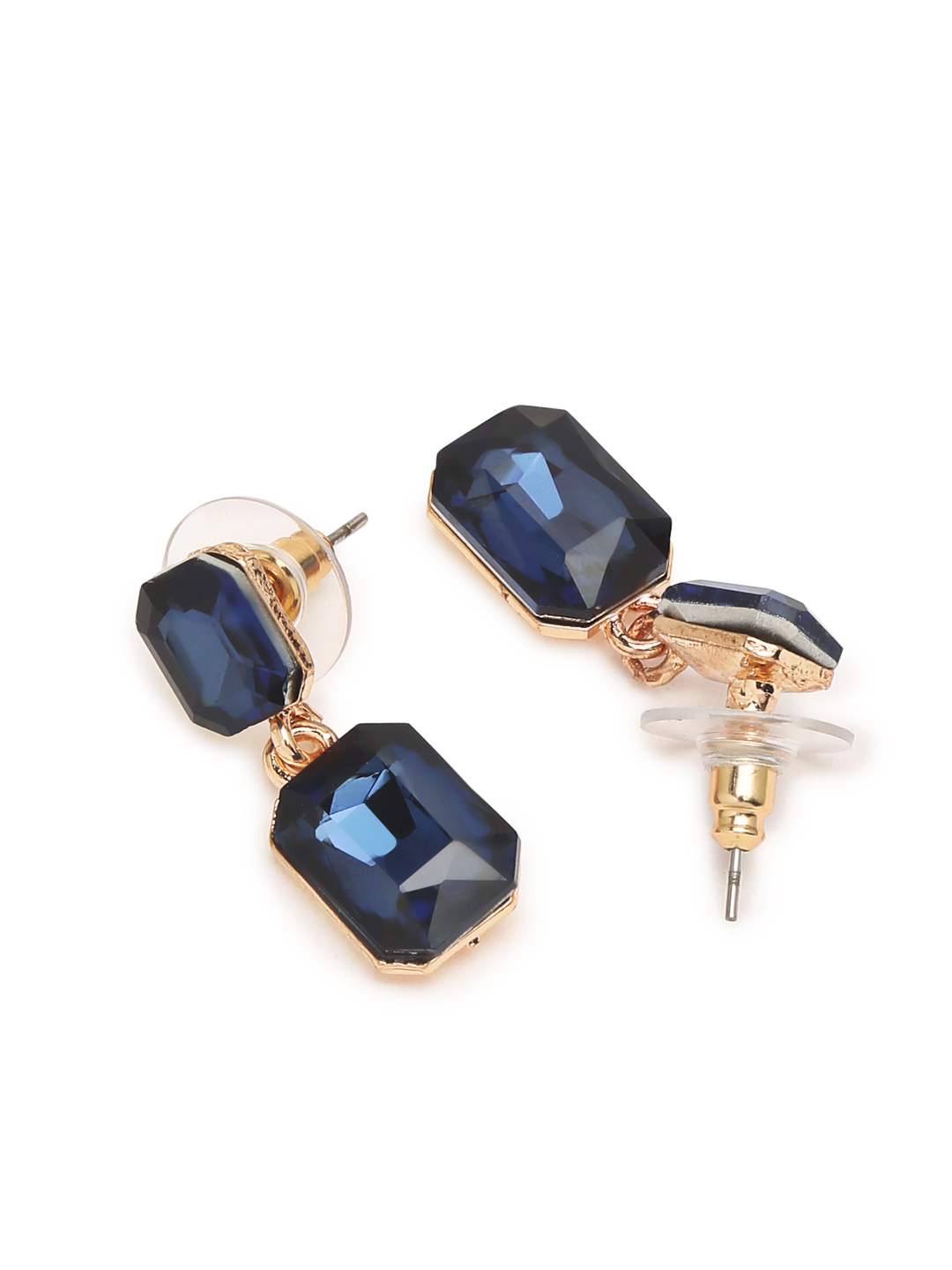 YouBella Gold-Plated & Navy Stone-Studded Jewellery Set