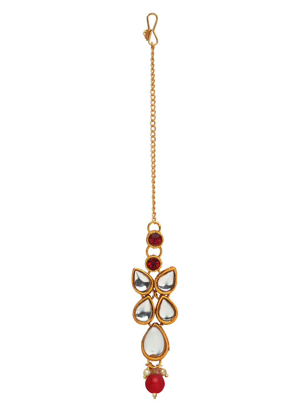 YouBella Gold-Plated White Kundan-Studded Jewellery Set