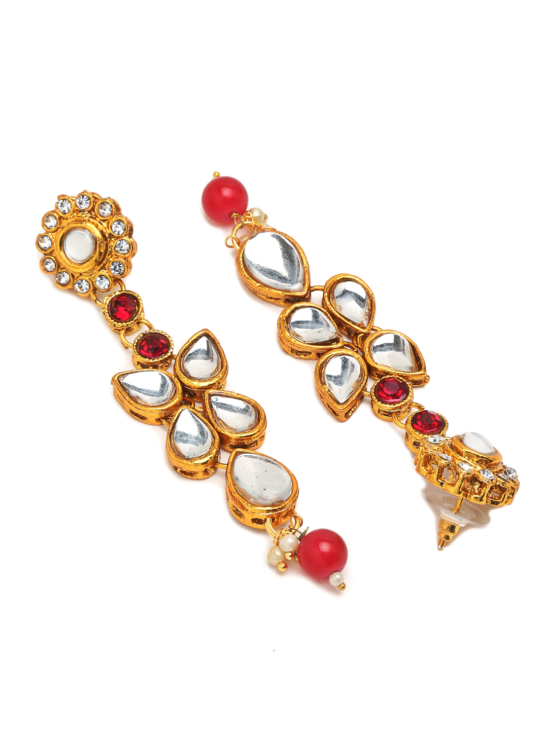 YouBella Gold-Plated White Kundan-Studded Jewellery Set