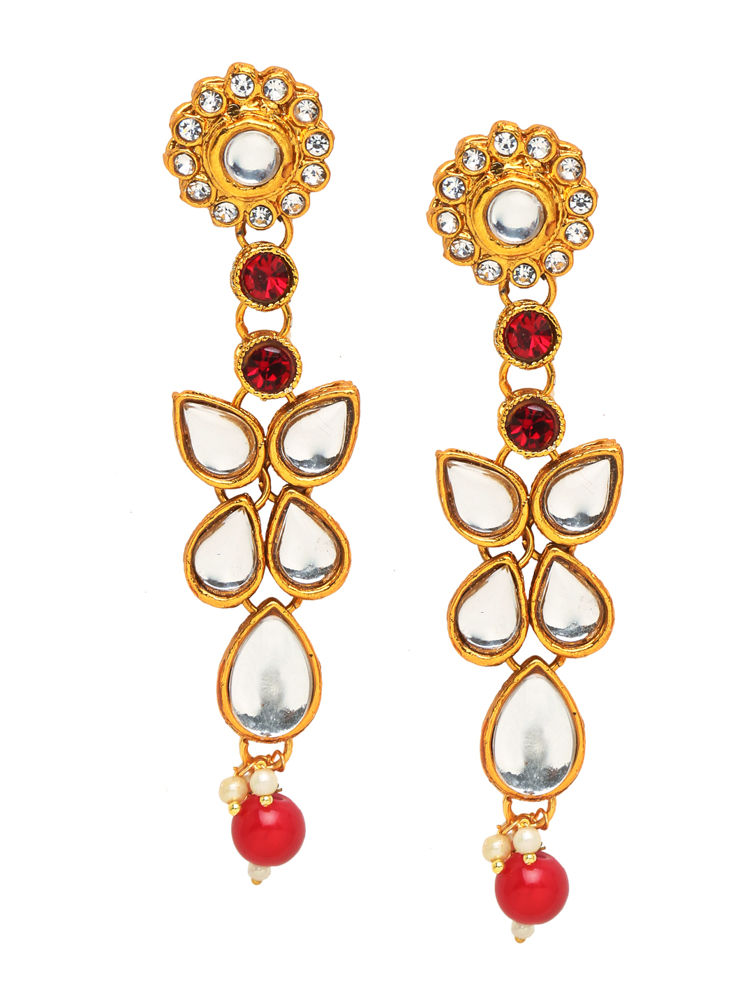 YouBella Gold-Plated White Kundan-Studded Jewellery Set