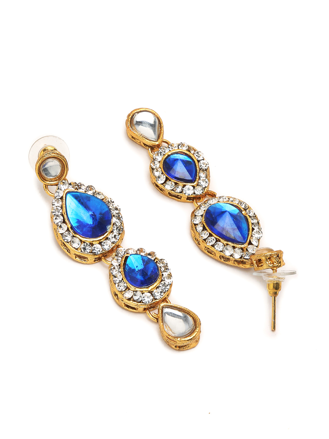 YouBella Gold-Plated & Blue Stone Studded Jewellery Set