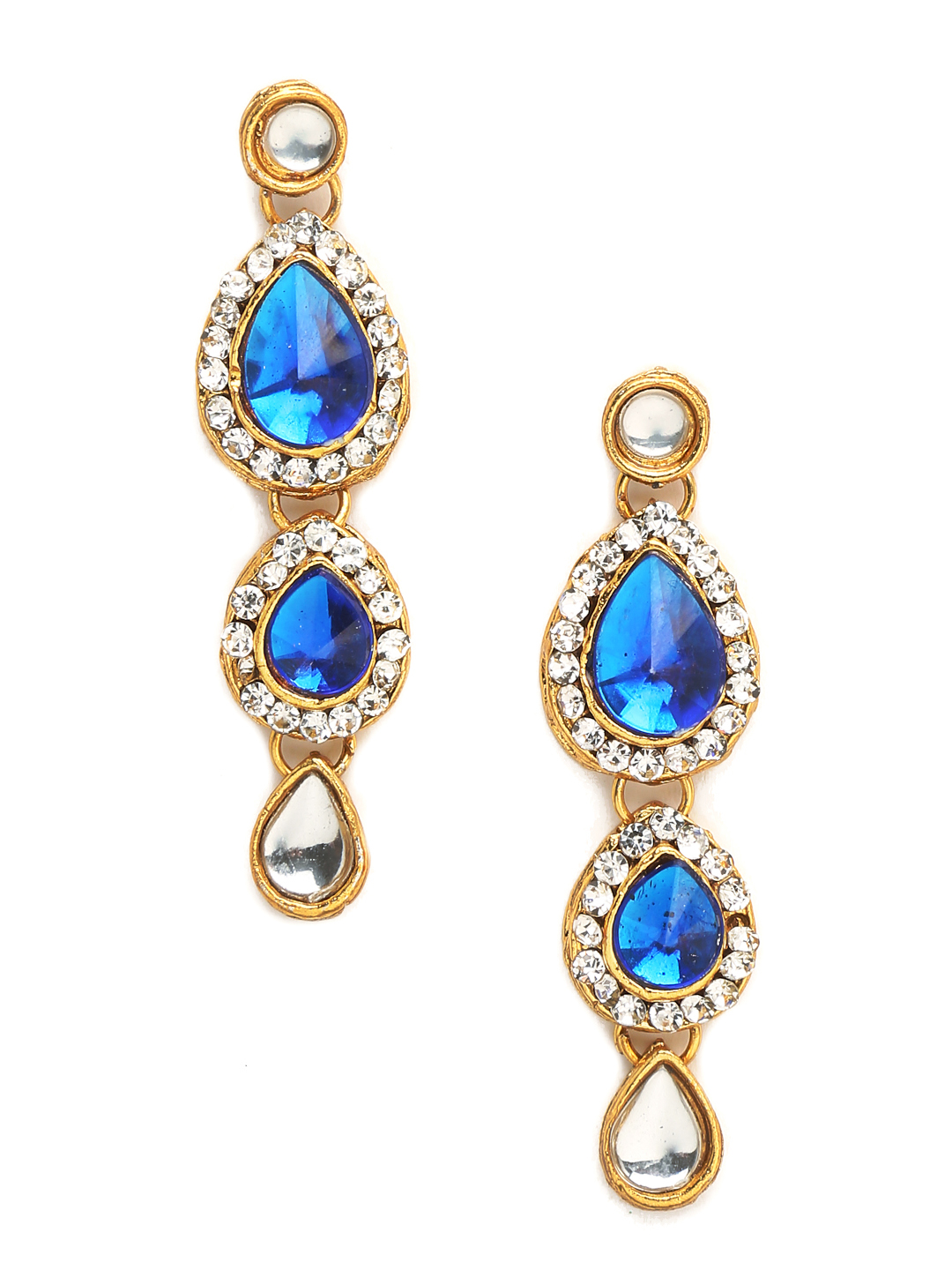 YouBella Gold-Plated & Blue Stone Studded Jewellery Set
