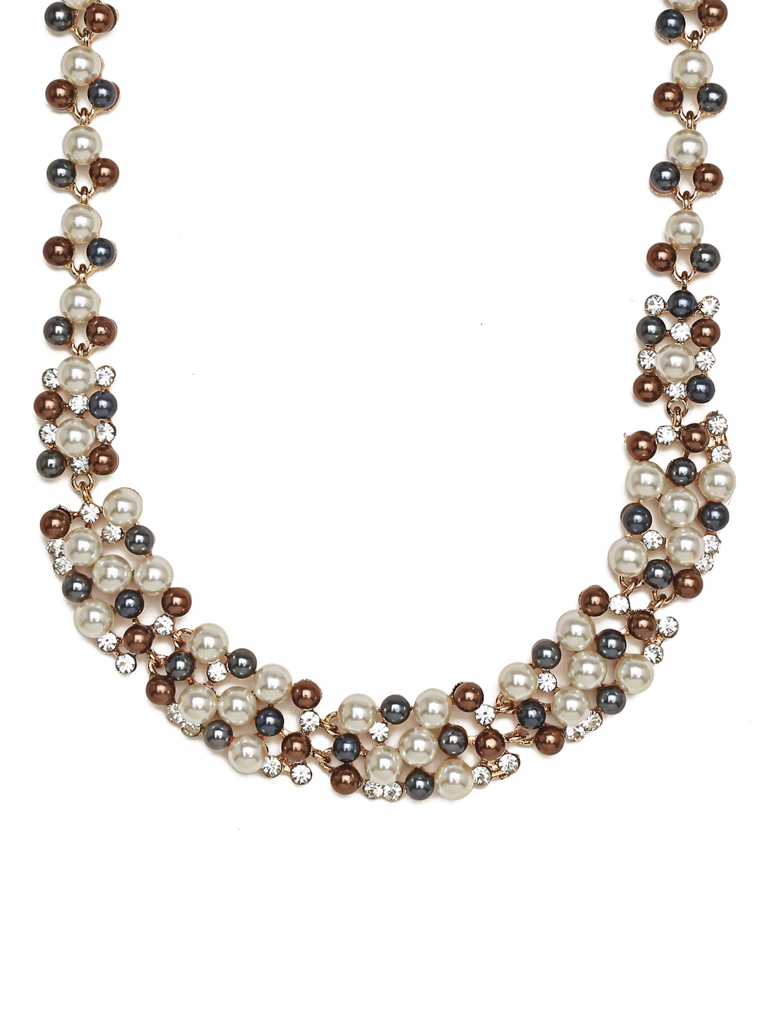 YouBella Gold-Plated Brown & White Stone-Studded Jewellery Set