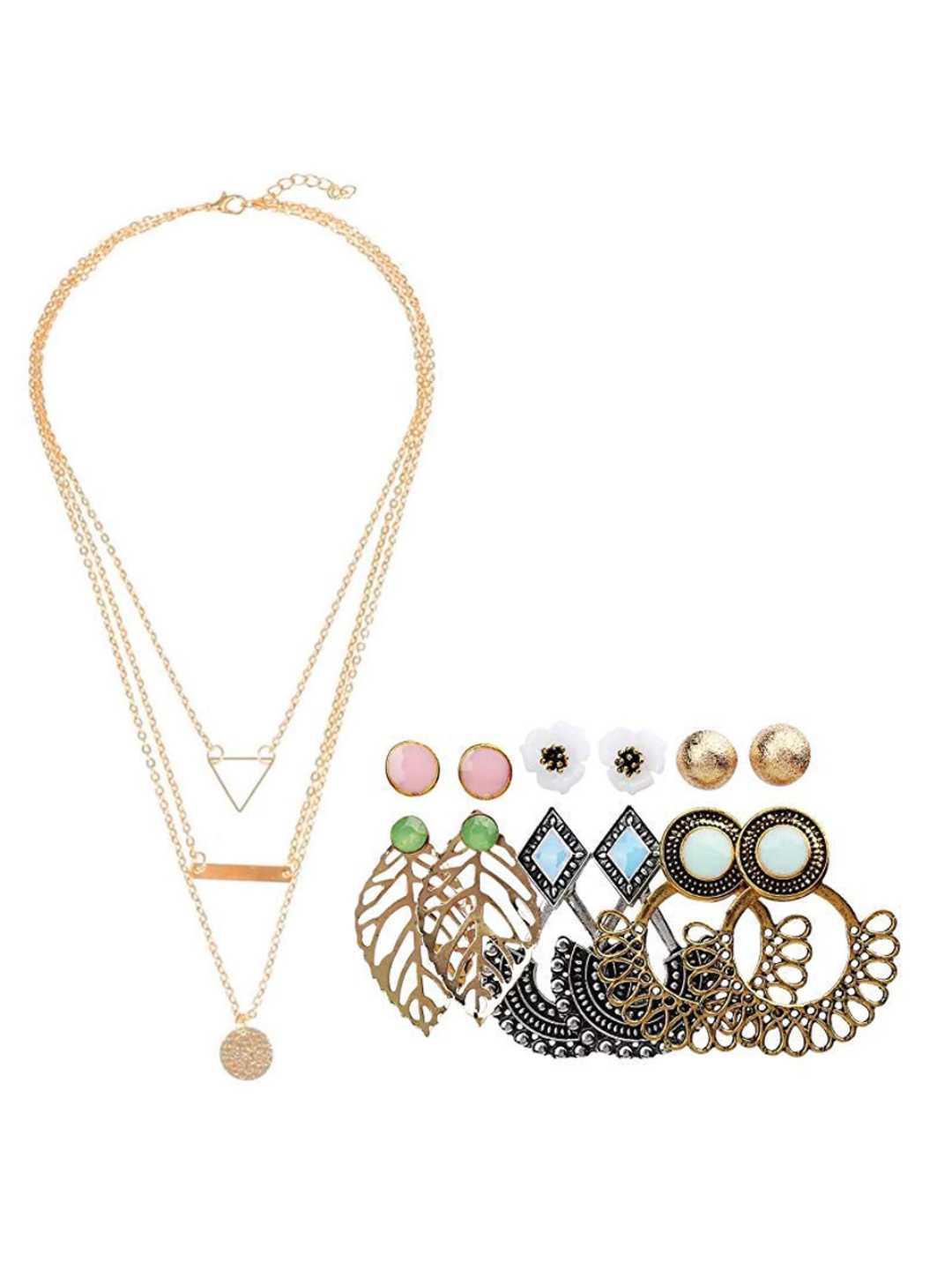 YouBella Women Fashion Stylish and Trendy  Jewellery Set Combo of 6 set of Earrings and Chain for Women and Girls