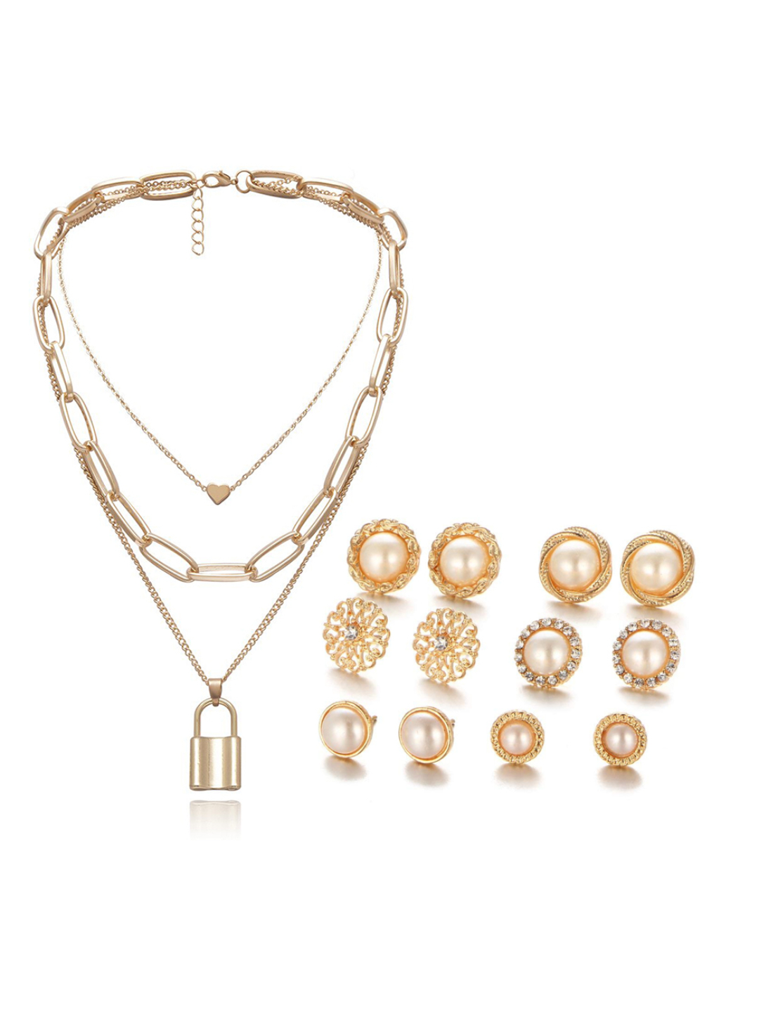 YouBella Women Fashion Stylish and Trendy  Jewellery Set Combo of 6 set of Earrings and Chain for Women and Girls