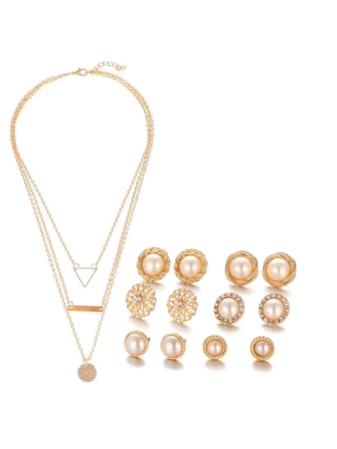 YouBella Women Fashion Stylish and Trendy  Jewellery Set Combo of 6 set of Earrings and Chain for Women and Girls
