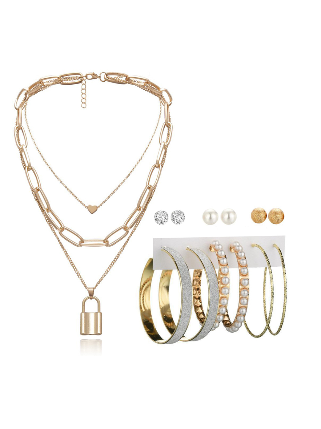 YouBella Women Fashion Stylish and Trendy  Jewellery Set Combo of 6 set of Earrings and Chain for Women and Girls