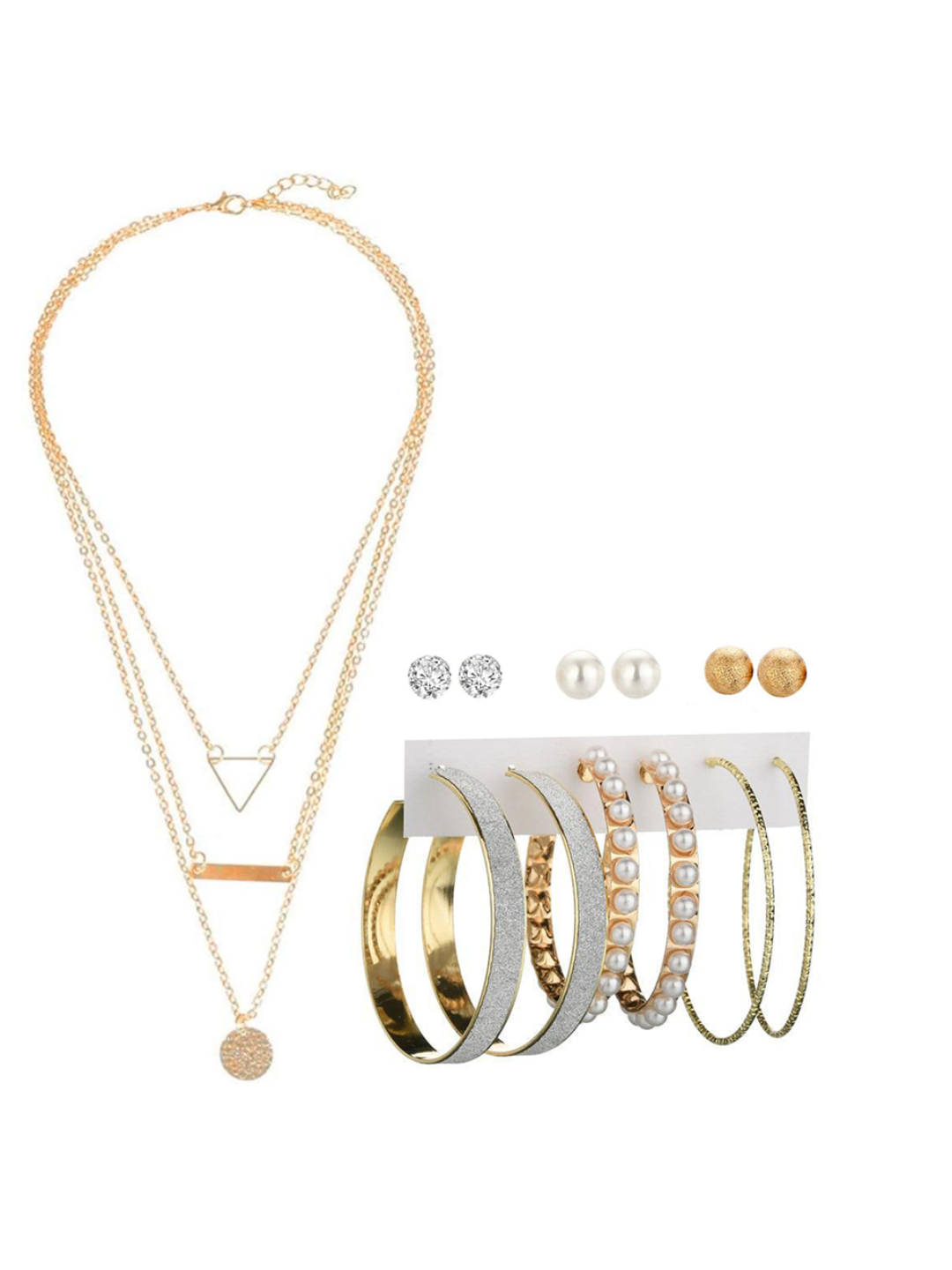 YouBella Women Fashion Stylish and Trendy  Jewellery Set Combo of 6 set of Earrings and Chain for Women and Girls