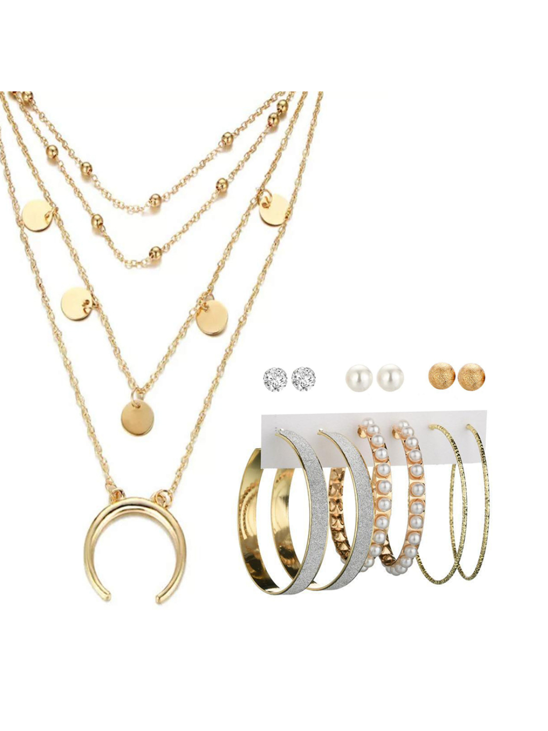YouBella Women Fashion Stylish and Trendy  Jewellery Set Combo of 6 set of Earrings and Chain for Women and Girls