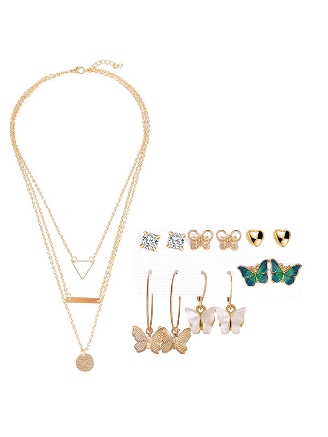 YouBella Women Fashion Stylish and Trendy  Jewellery Set Combo of 6 set of Earrings and Chain for Women and Girls