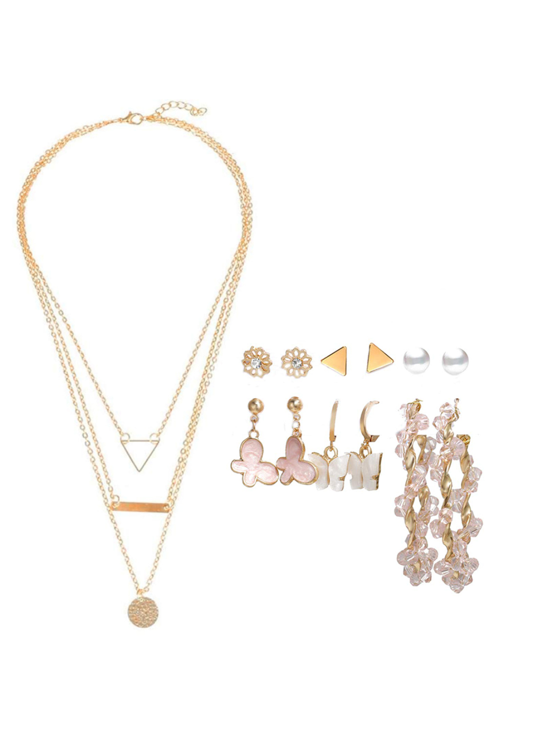 YouBella Women Fashion Stylish and Trendy  Jewellery Set Combo of 6 set of Earrings and Chain for Women and Girls