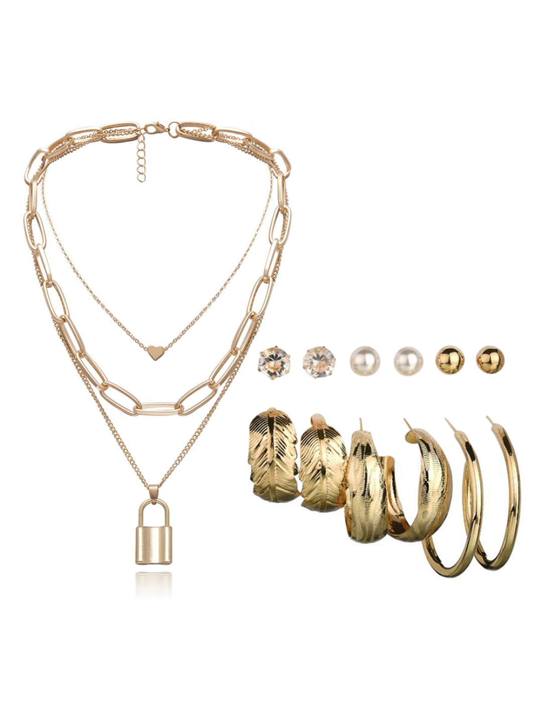 YouBella Women Fashion Stylish and Trendy  Jewellery Set Combo of 6 set of Earrings and Chain for Women and Girls