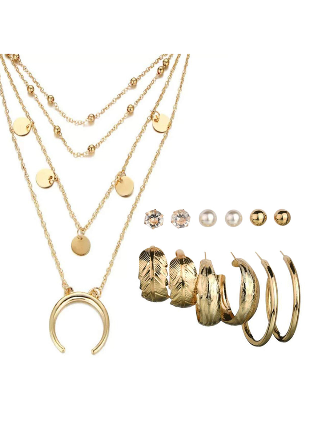 YouBella Women Fashion Stylish and Trendy  Jewellery Set Combo of 6 set of Earrings and Chain for Women and Girls