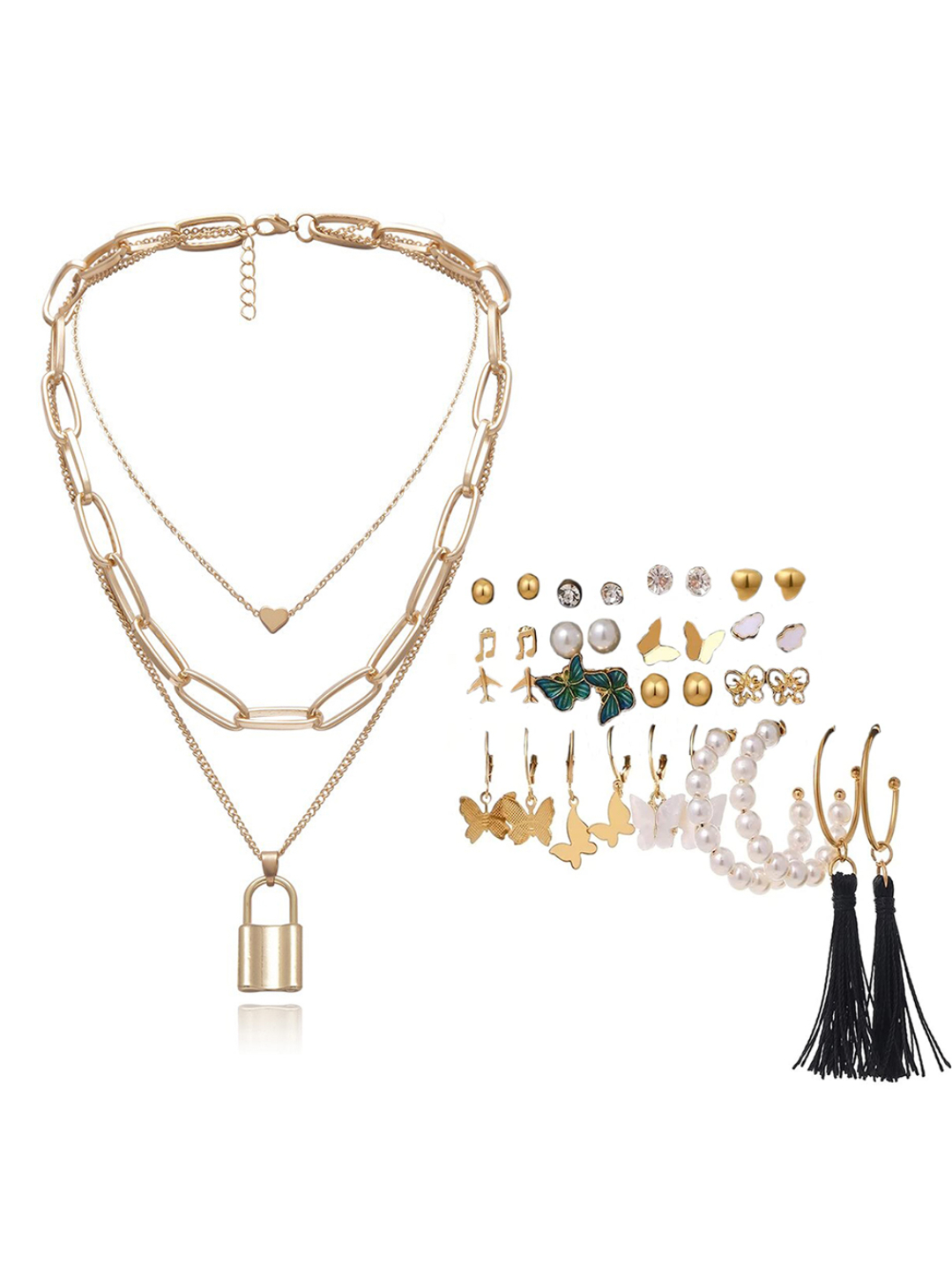 YouBella Women Fashion Stylish and Trendy  Jewellery Set Combo of 17 set of Earrings and Chain for Women and Girls