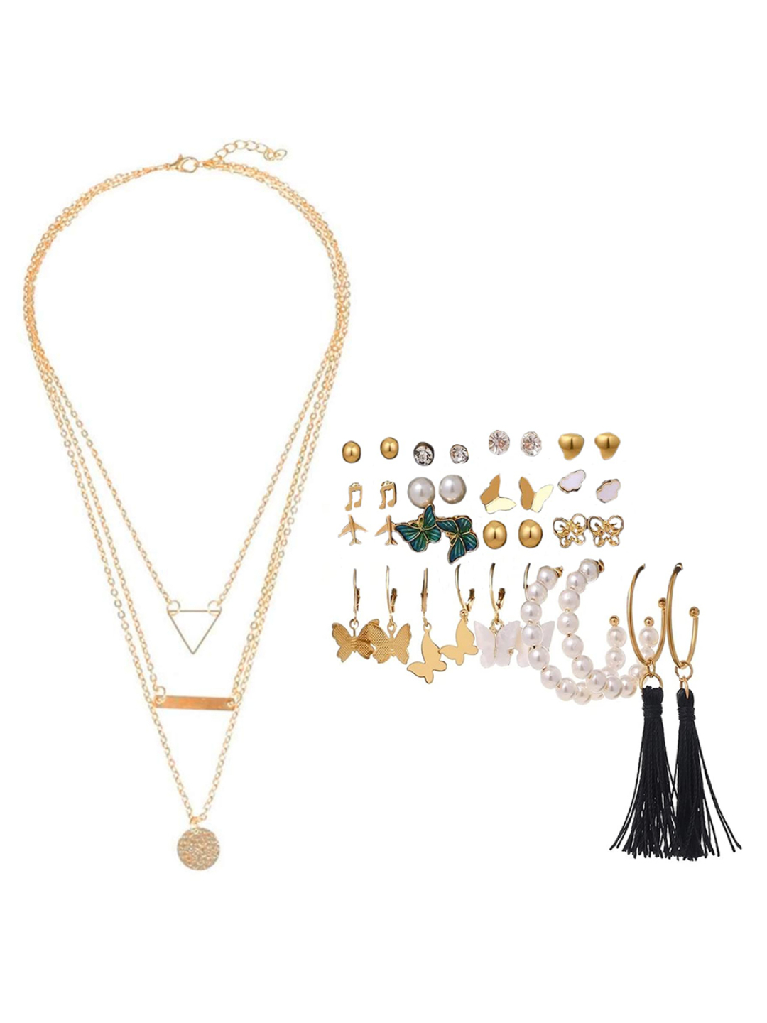 YouBella Women Fashion Stylish and Trendy  Jewellery Set Combo of 17 set of Earrings and Chain for Women and Girls