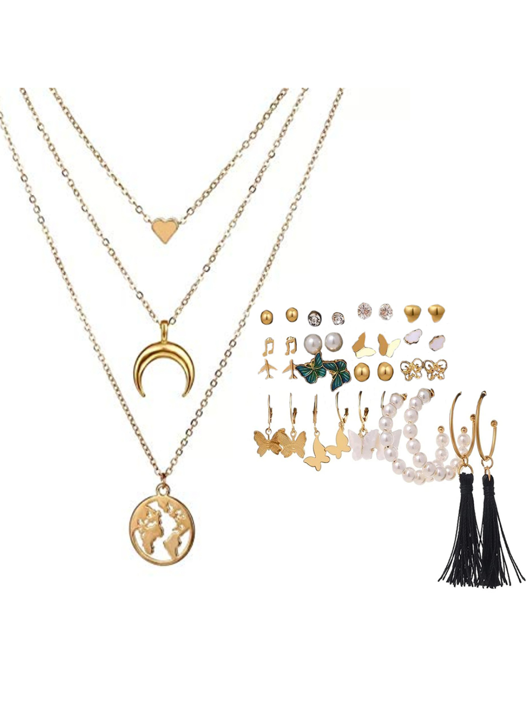 YouBella Women Fashion Stylish and Trendy  Jewellery Set Combo of 17 set of Earrings and Chain for Women and Girls