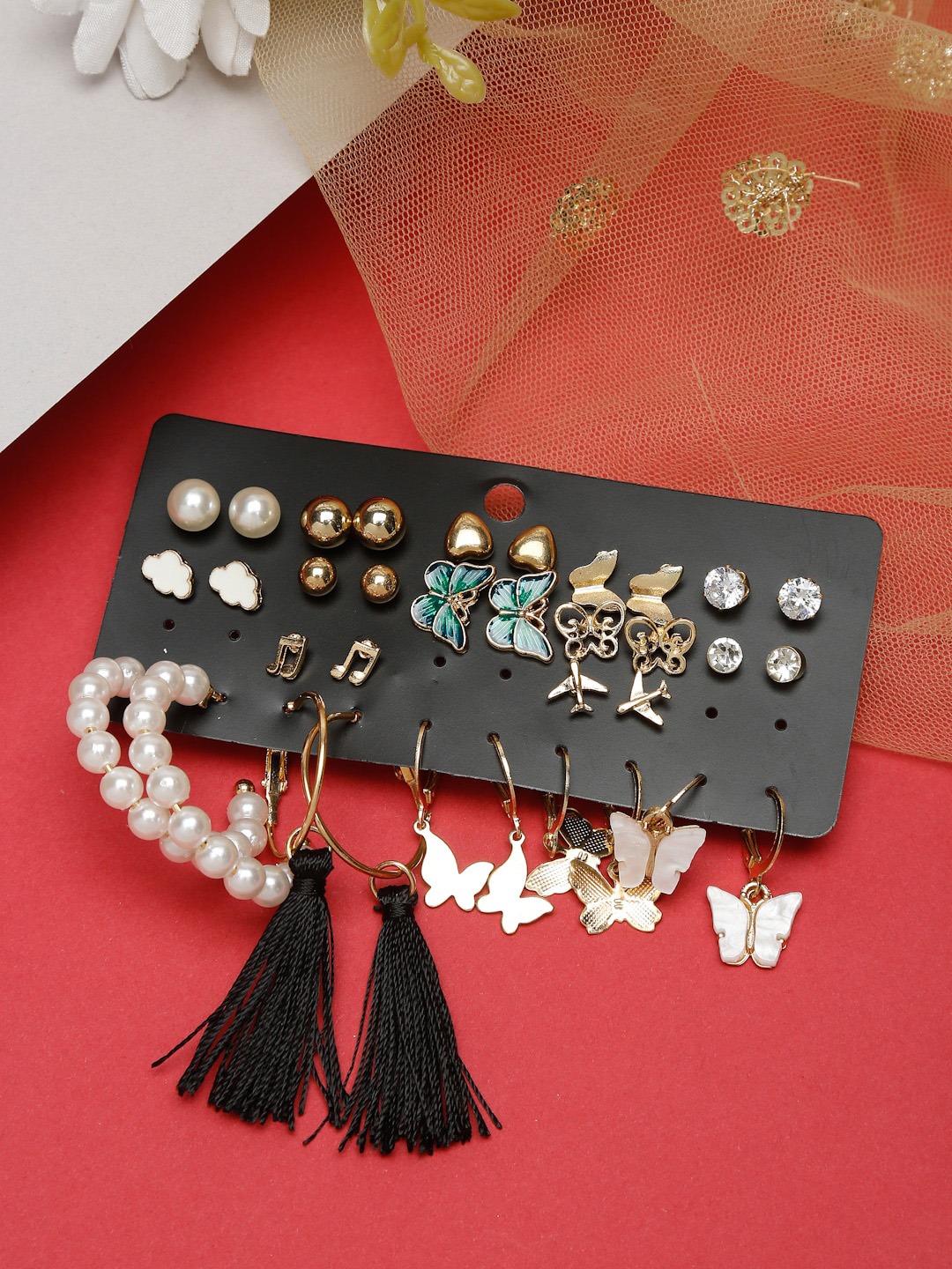 YouBella Women Fashion Stylish and Trendy  Jewellery Set Combo of 17 set of Earrings and Chain for Women and Girls