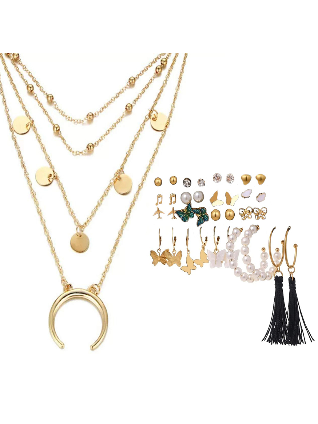 YouBella Women Fashion Stylish and Trendy  Jewellery Set Combo of 17 set of Earrings and Chain for Women and Girls