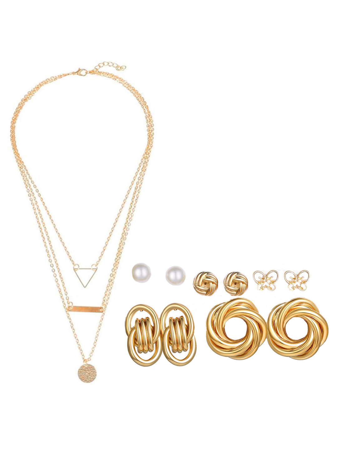 YouBella Women Fashion Stylish and Trendy  Jewellery Set Combo of 5 set of Earrings and Chain for Women and Girls