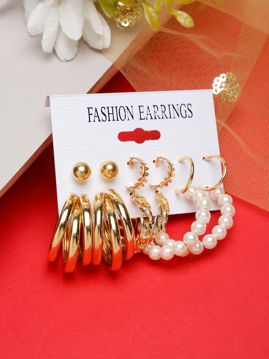 YouBella Women Fashion Stylish and Trendy  Jewellery Set Combo of 6 set of Earrings and Chain for Women and Girls