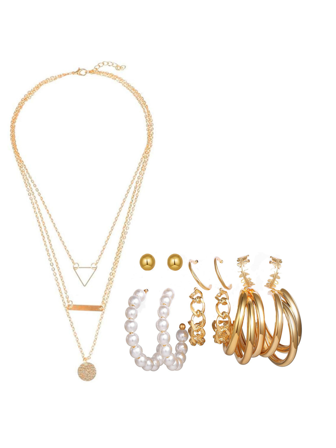 YouBella Women Fashion Stylish and Trendy  Jewellery Set Combo of 6 set of Earrings and Chain for Women and Girls
