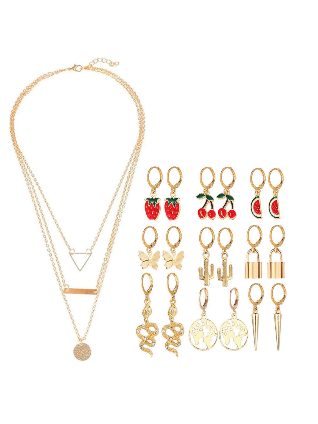 YouBella Women Fashion Stylish and Trendy  Jewellery Set Combo of 9 set of Earrings and Chain for Women and Girls