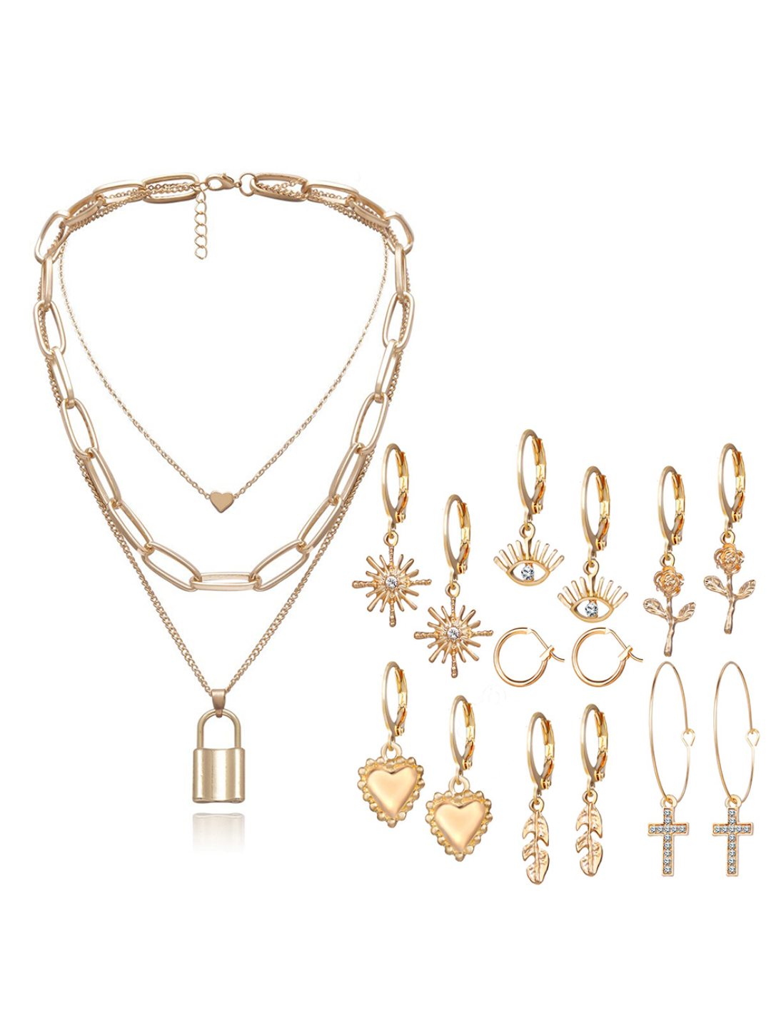 YouBella Women Fashion Stylish and Trendy  Jewellery Set Combo of 7 set of Earrings and Chain for Women and Girls