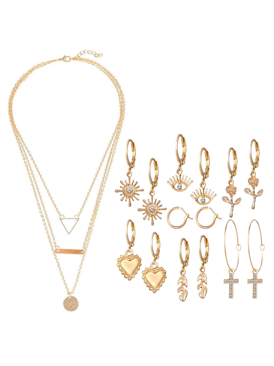 YouBella Women Fashion Stylish and Trendy  Jewellery Set Combo of 7 set of Earrings and Chain for Women and Girls
