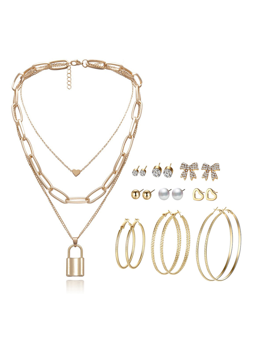 YouBella Women Fashion Stylish and Trendy  Jewellery Set Combo of 9 set of Earrings and Chain for Women and Girls