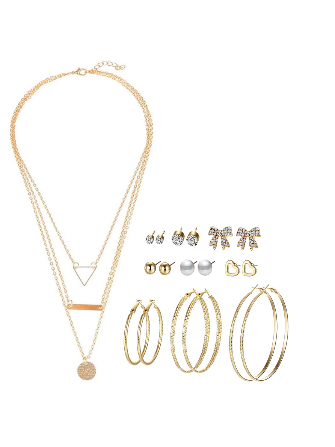 YouBella Women Fashion Stylish and Trendy  Jewellery Set Combo of 9 set of Earrings and Chain for Women and Girls