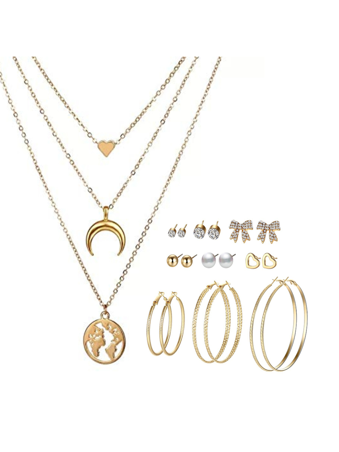 YouBella Women Fashion Stylish and Trendy  Jewellery Set Combo of 9 set of Earrings and Chain for Women and Girls