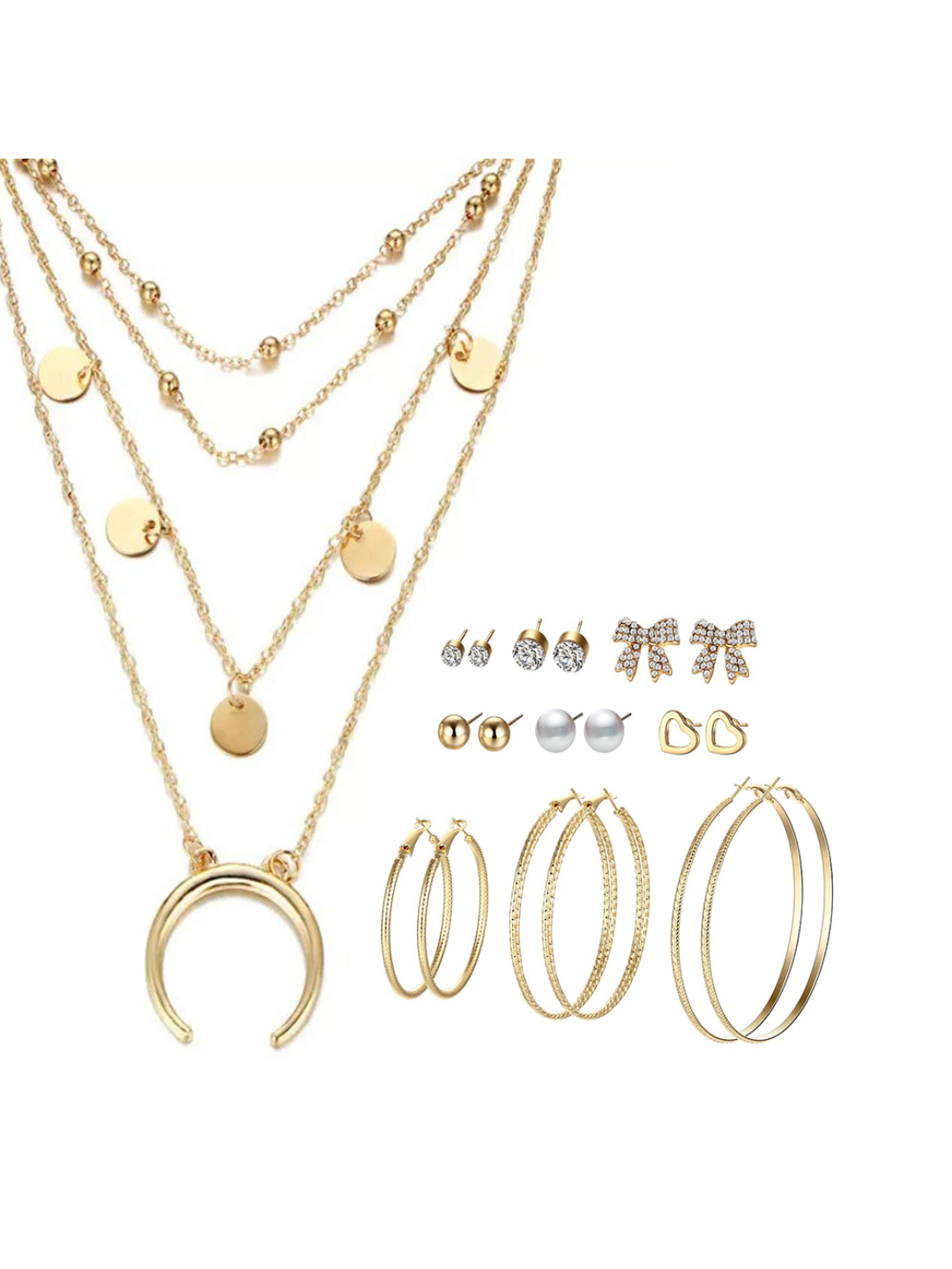 YouBella Women Fashion Stylish and Trendy  Jewellery Set Combo of 9 set of Earrings and Chain for Women and Girls