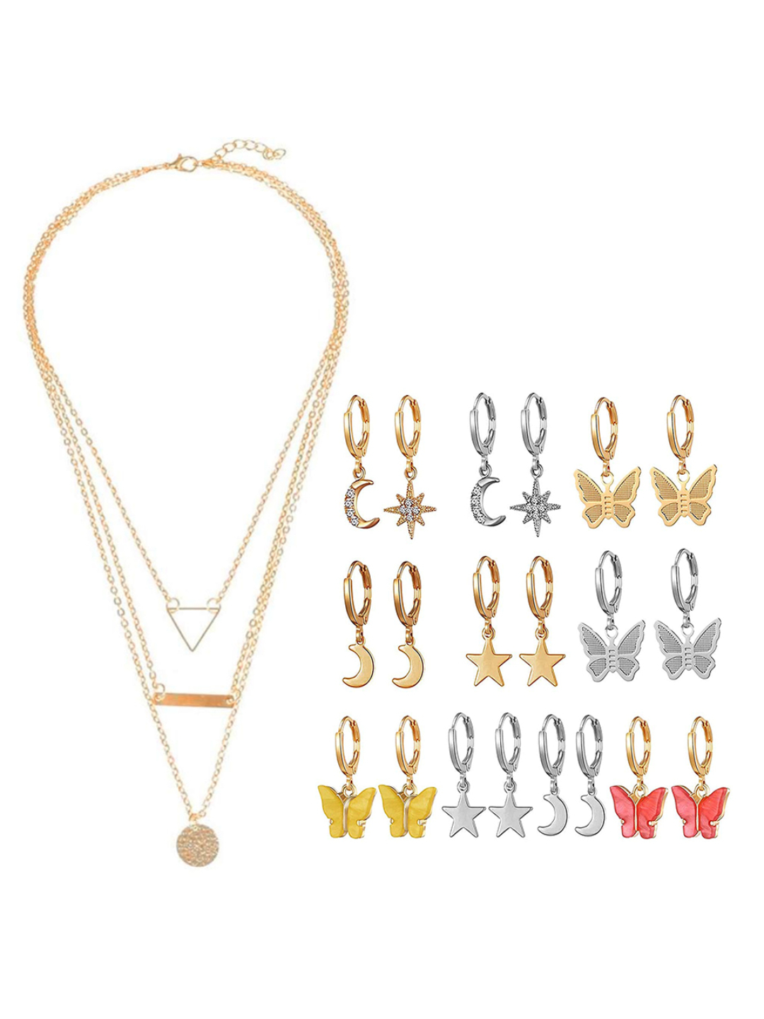 YouBella Women Fashion Stylish and Trendy  Jewellery Set Combo of 9 set of Earrings and Chain for Women and Girls