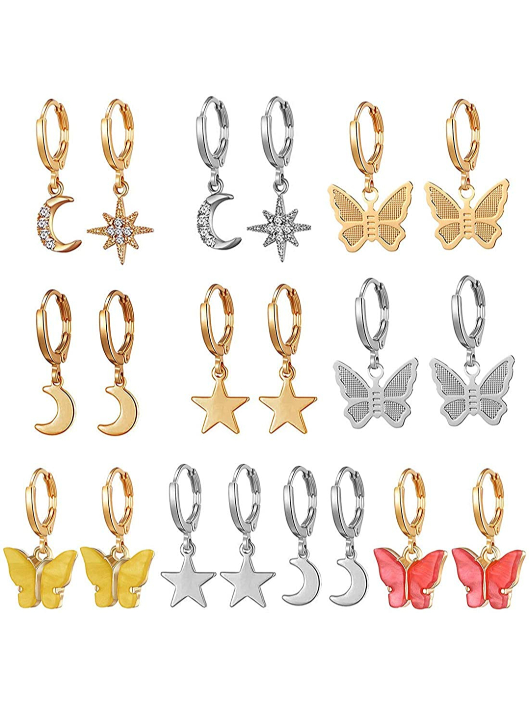 YouBella Women Fashion Stylish and Trendy  Jewellery Set Combo of 9 set of Earrings and Chain for Women and Girls