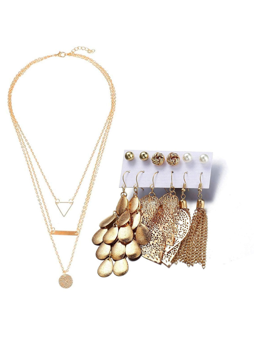 YouBella Women Fashion Stylish and Trendy  Jewellery Set Combo of 6 set of Earrings and Chain for Women and Girls