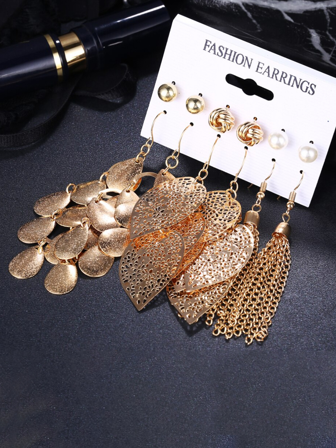 YouBella Women Fashion Stylish and Trendy  Jewellery Set Combo of 6 set of Earrings and Chain for Women and Girls