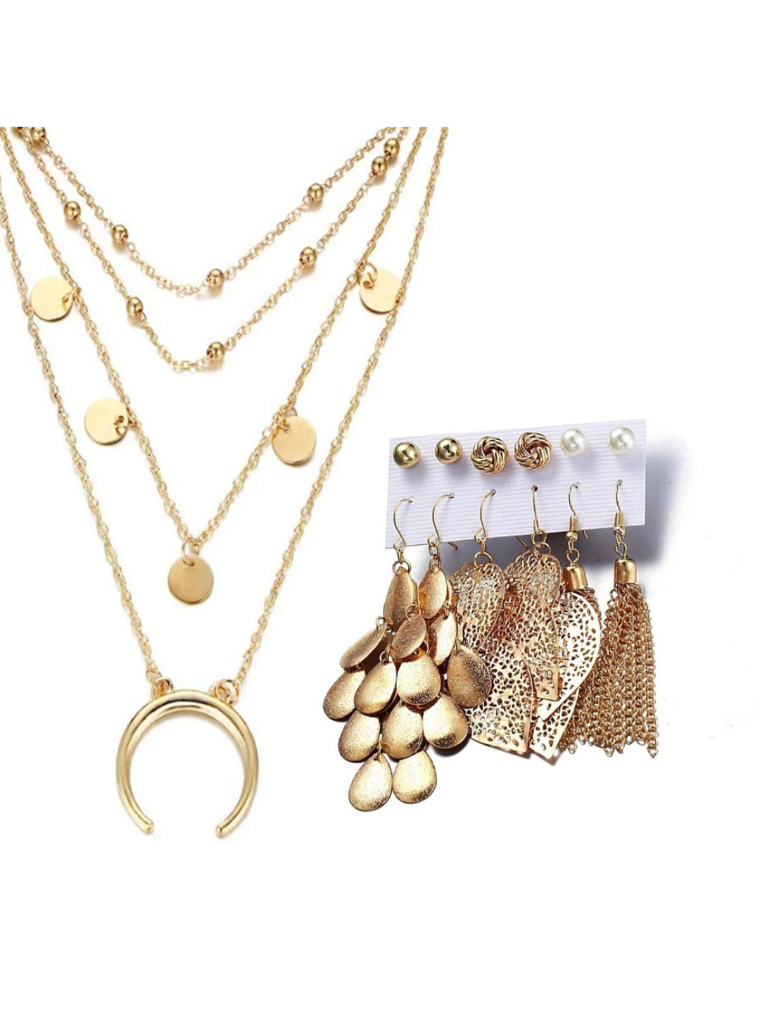 YouBella Women Fashion Stylish and Trendy  Jewellery Set Combo of 6 set of Earrings and Chain for Women and Girls
