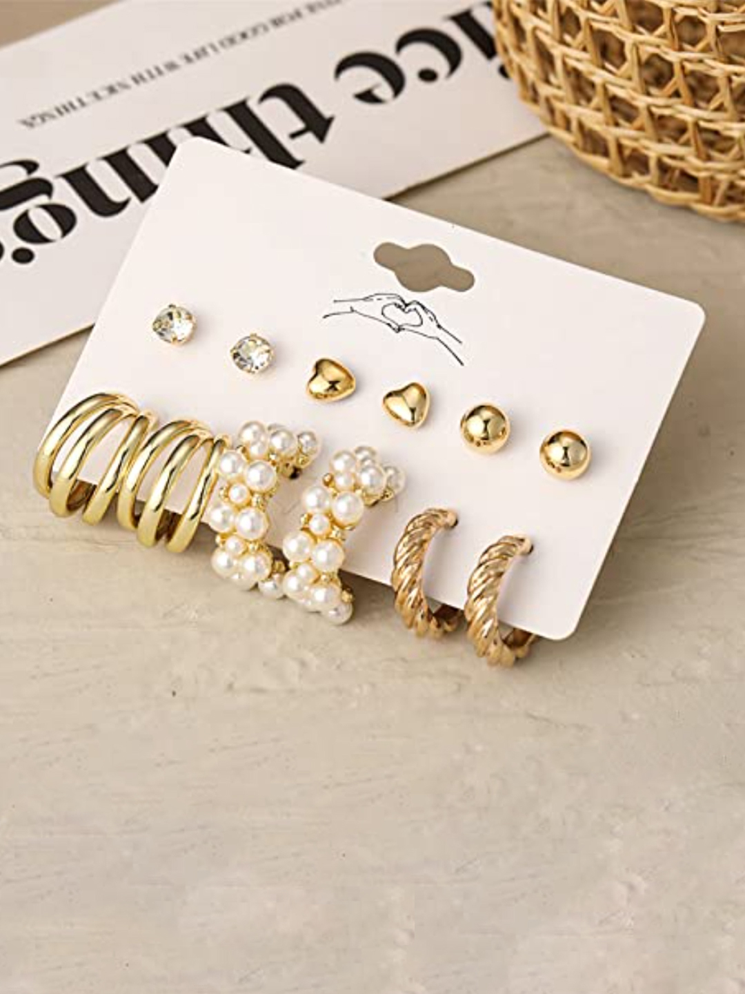 YouBella Women Fashion Stylish and Trendy  Jewellery Set Combo of 6 set of Earrings and Chain for Women and Girls