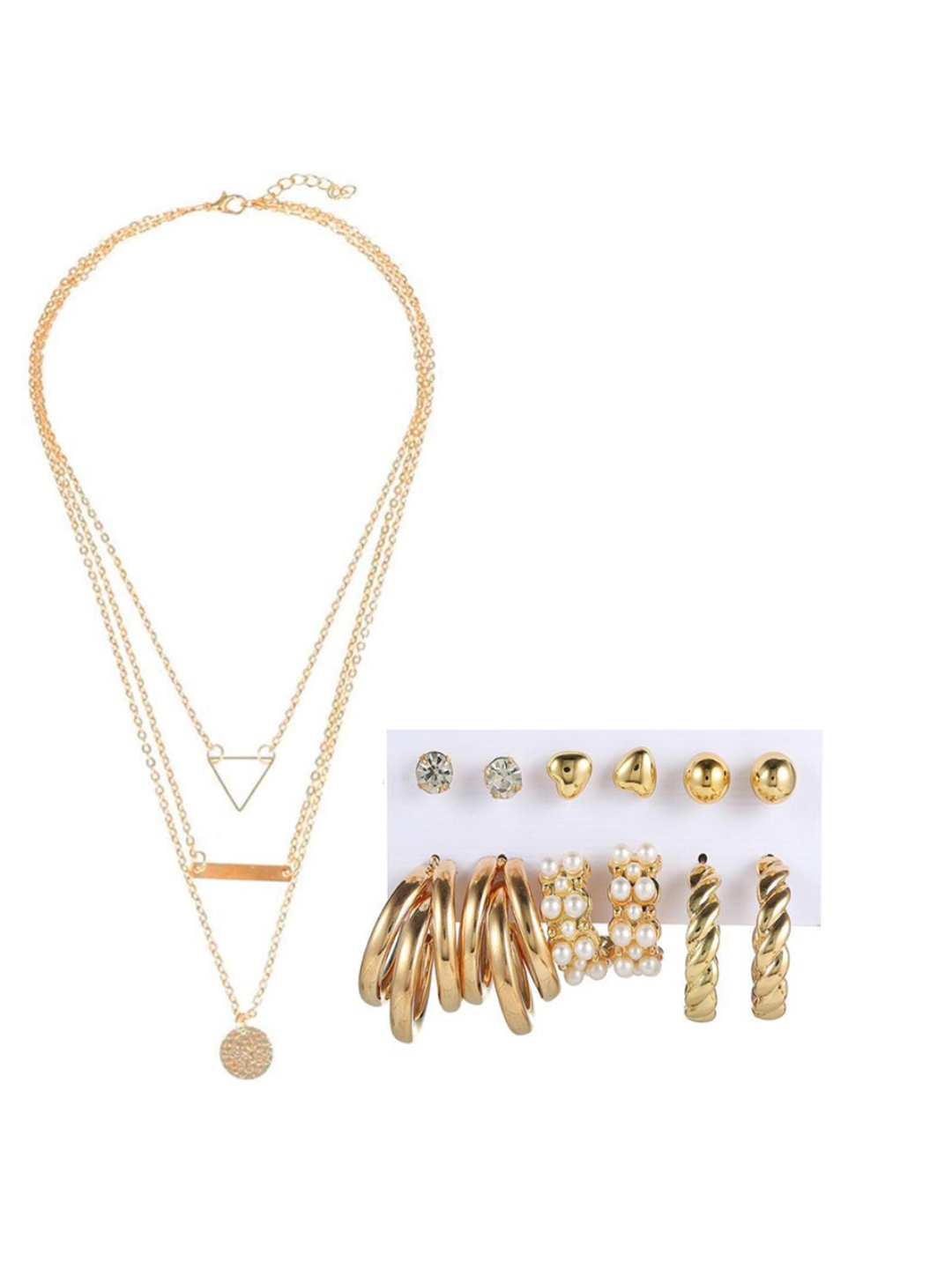 YouBella Women Fashion Stylish and Trendy  Jewellery Set Combo of 6 set of Earrings and Chain for Women and Girls