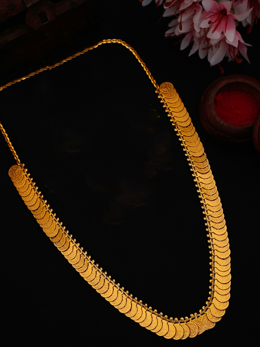 YouBella Golden Plated Long Mala for Women (Golden )(YBNK_5041)