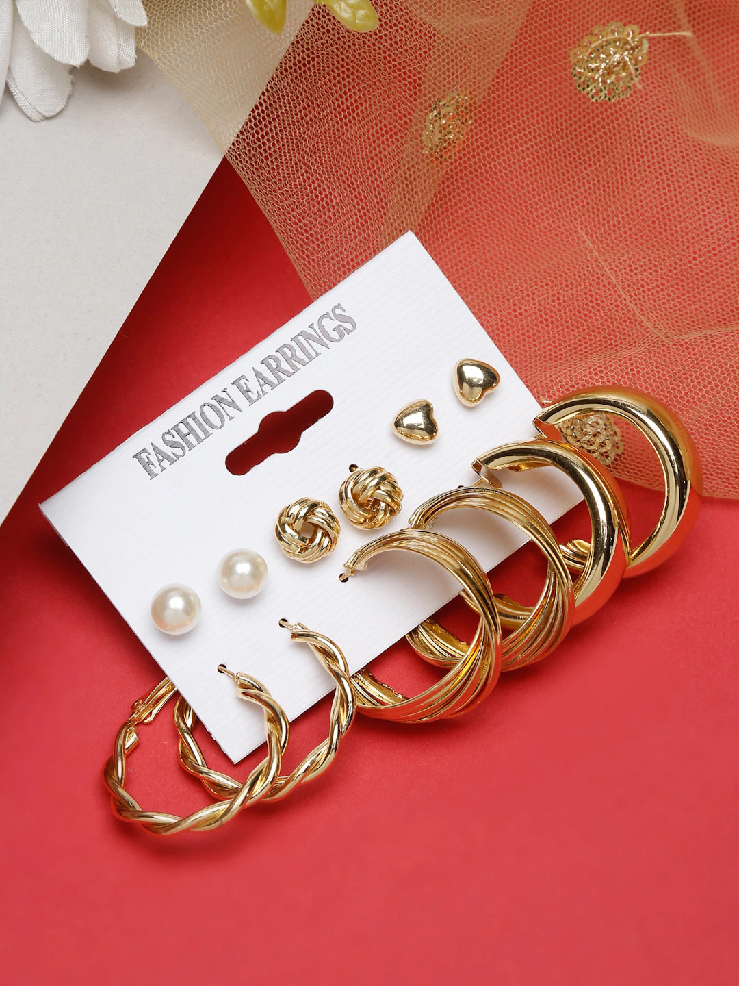 YouBella Women Fashion Stylish and Trendy  Jewellery Set Combo of 6 set of Earrings and Chain for Women and Girls