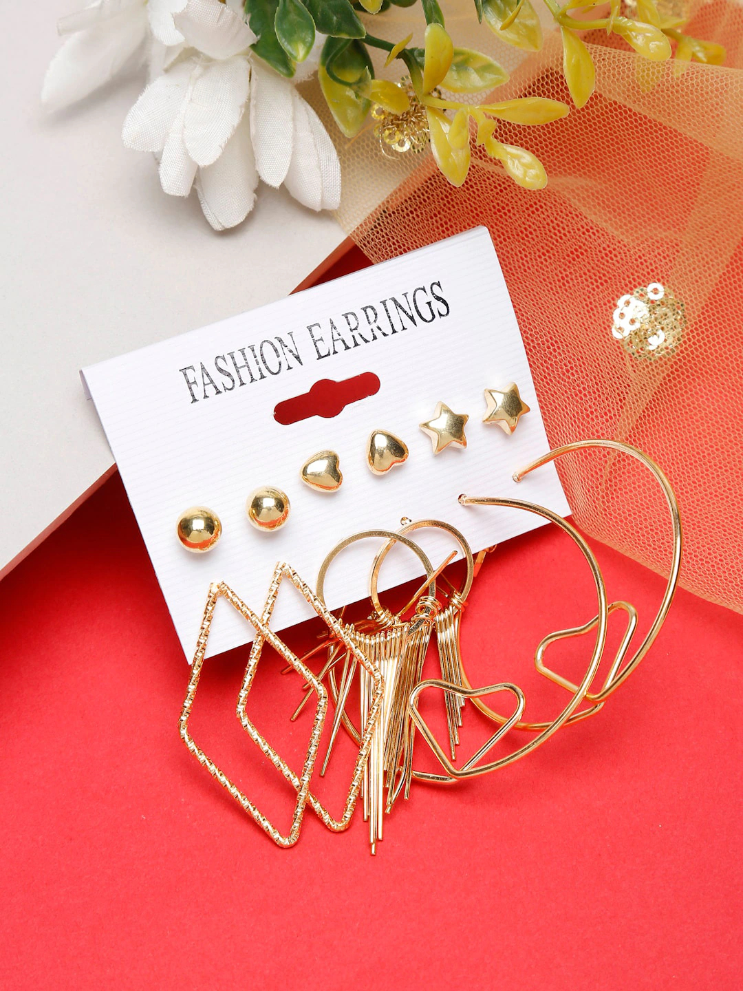 YouBella Women Fashion Stylish and Trendy  Jewellery Set Combo of 6 set of Earrings and Chain for Women and Girls