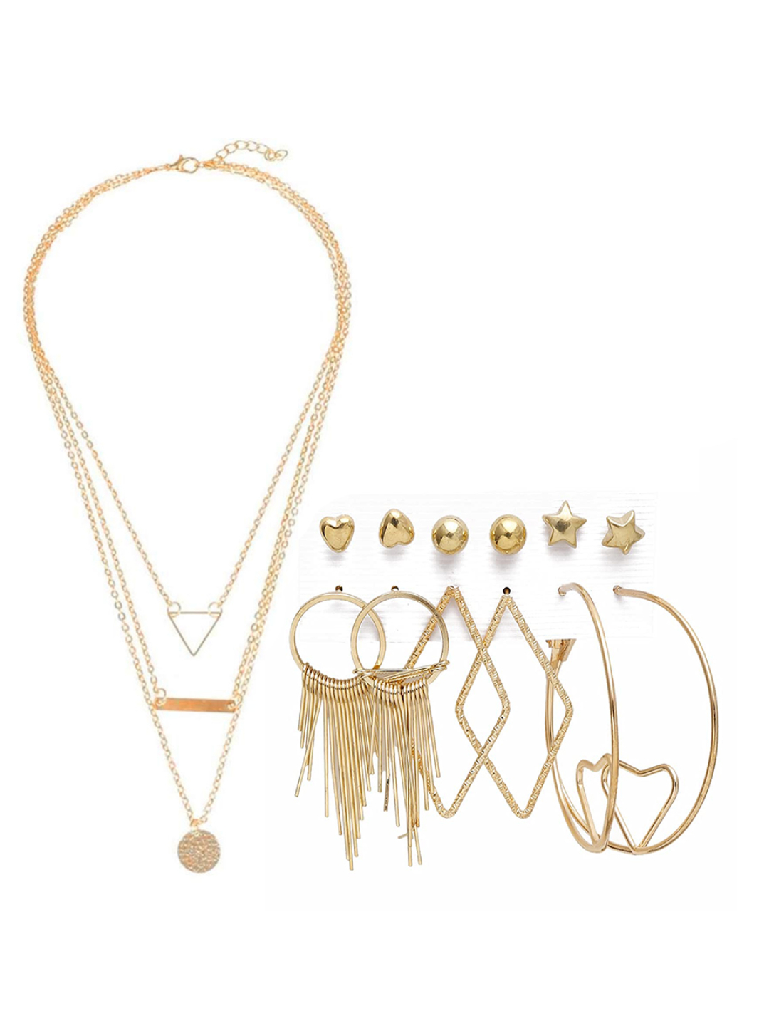 YouBella Women Fashion Stylish and Trendy  Jewellery Set Combo of 6 set of Earrings and Chain for Women and Girls