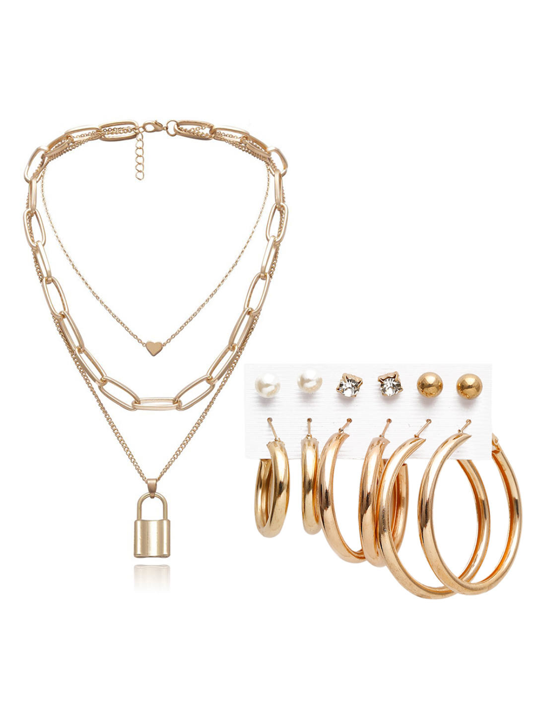 YouBella Women Fashion Stylish and Trendy  Jewellery Set Combo of 6 set of Earrings and Chain for Women and Girls