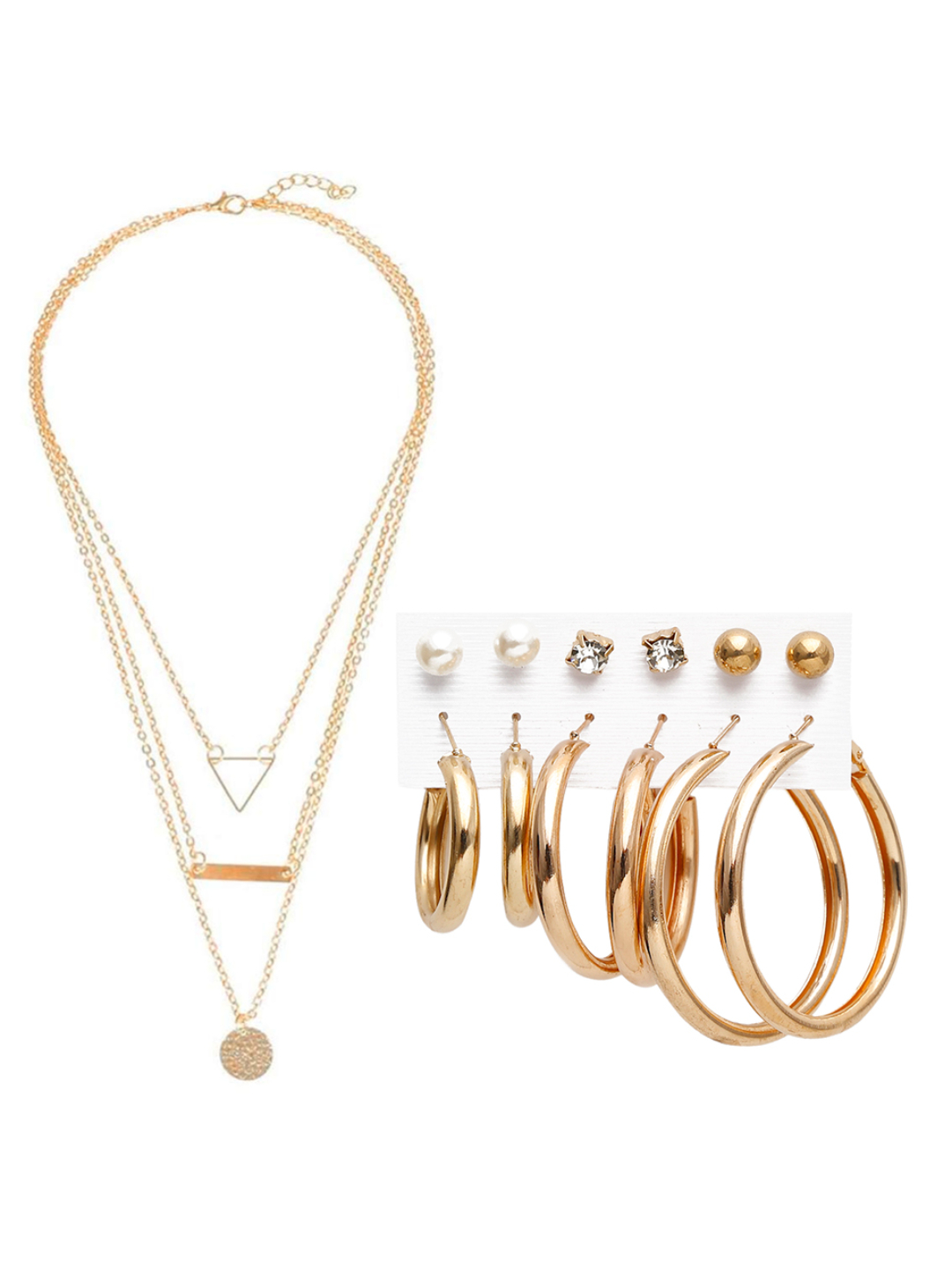 YouBella Women Fashion Stylish and Trendy  Jewellery Set Combo of 6 set of Earrings and Chain for Women and Girls